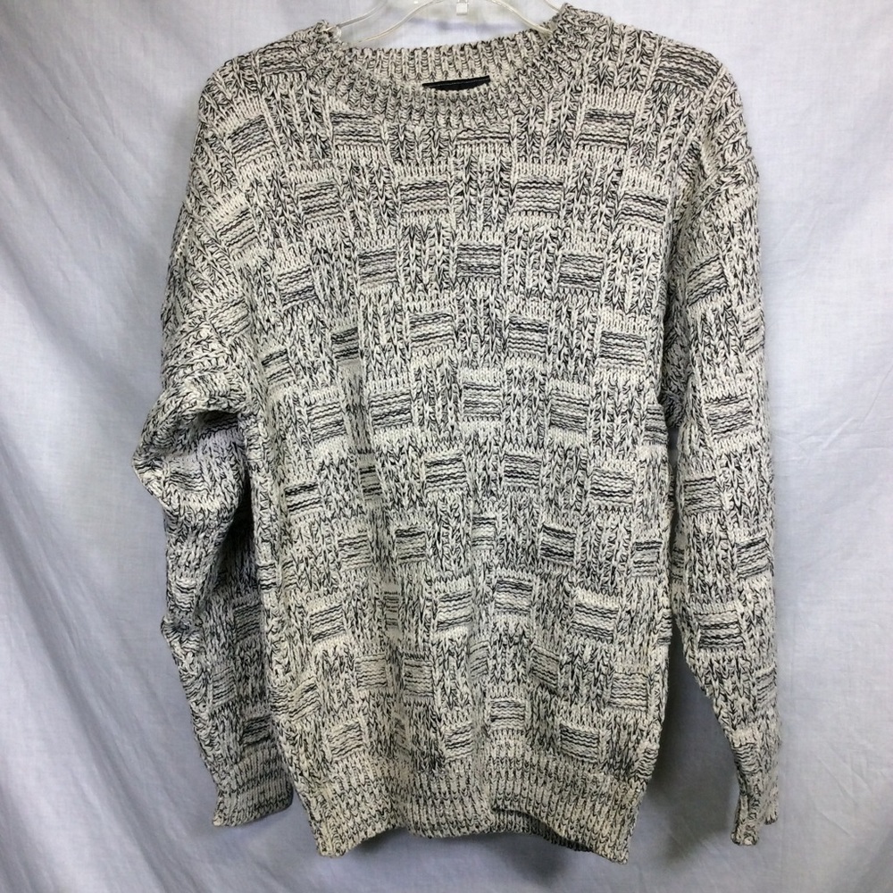 Tony Lambert VTG Mens BlackCream Crew Neck Sweater Cosby Style Sz M